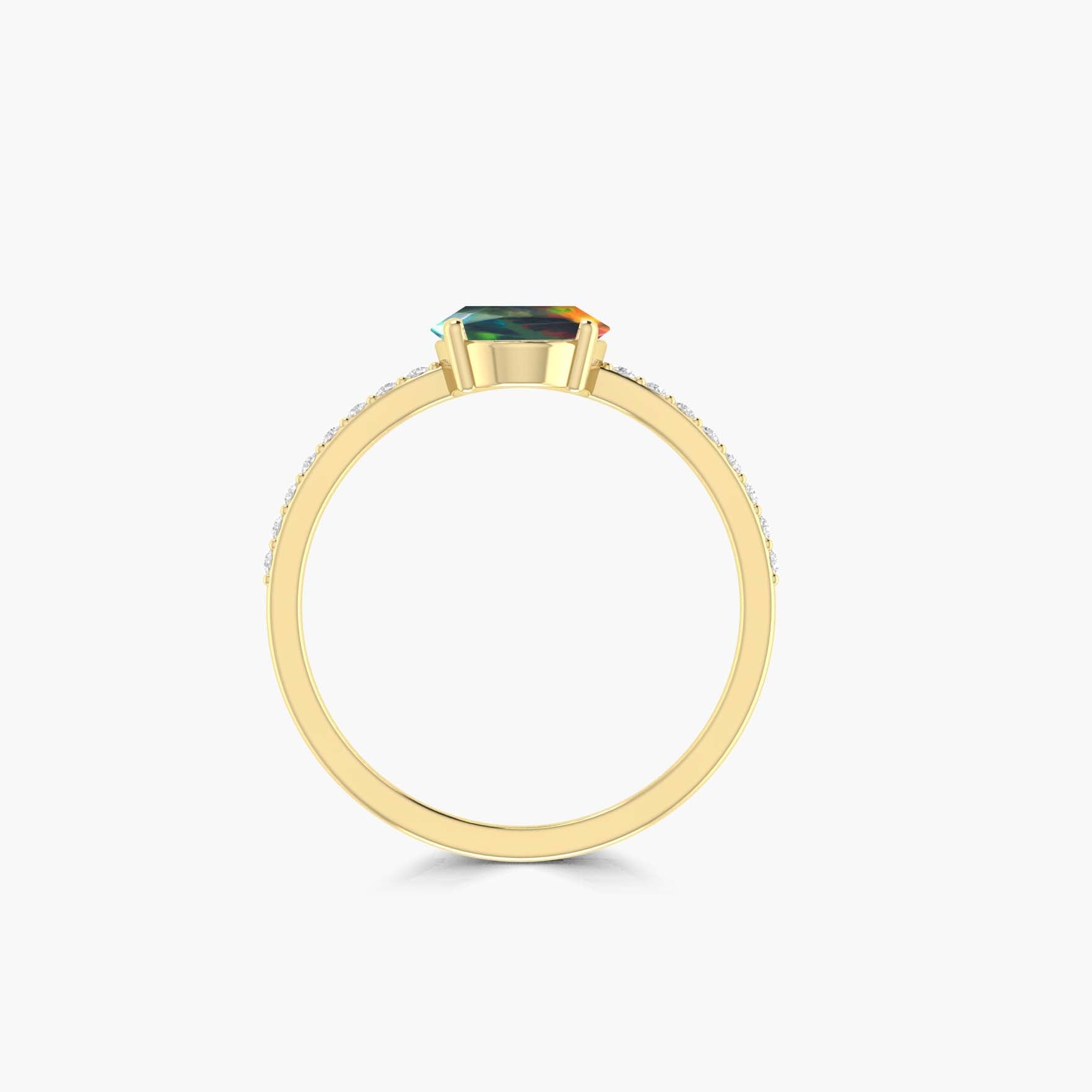 Stunning Black Oval Natural Fire Ethiopian Opal Statement Ring for Women | Elegant Jewelry Gift for Birthdays, Anniversaries & Special Occasions