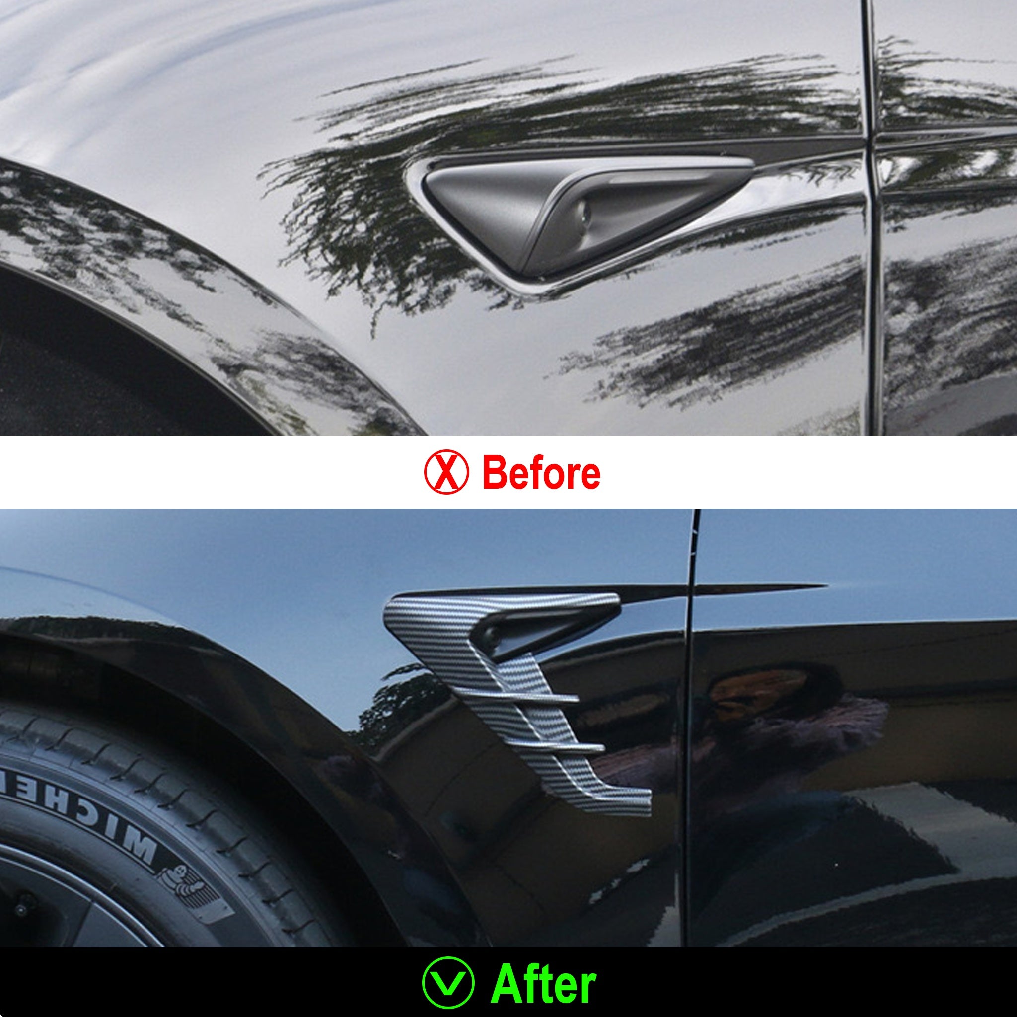 Tesla Model 3 Highland & 2024+ Model Y HW4.0 Side Camera Trim Cover - Replacement Accessory for Enhanced Protection & Style | Perfect for Parking Safety & Vehicle Customization