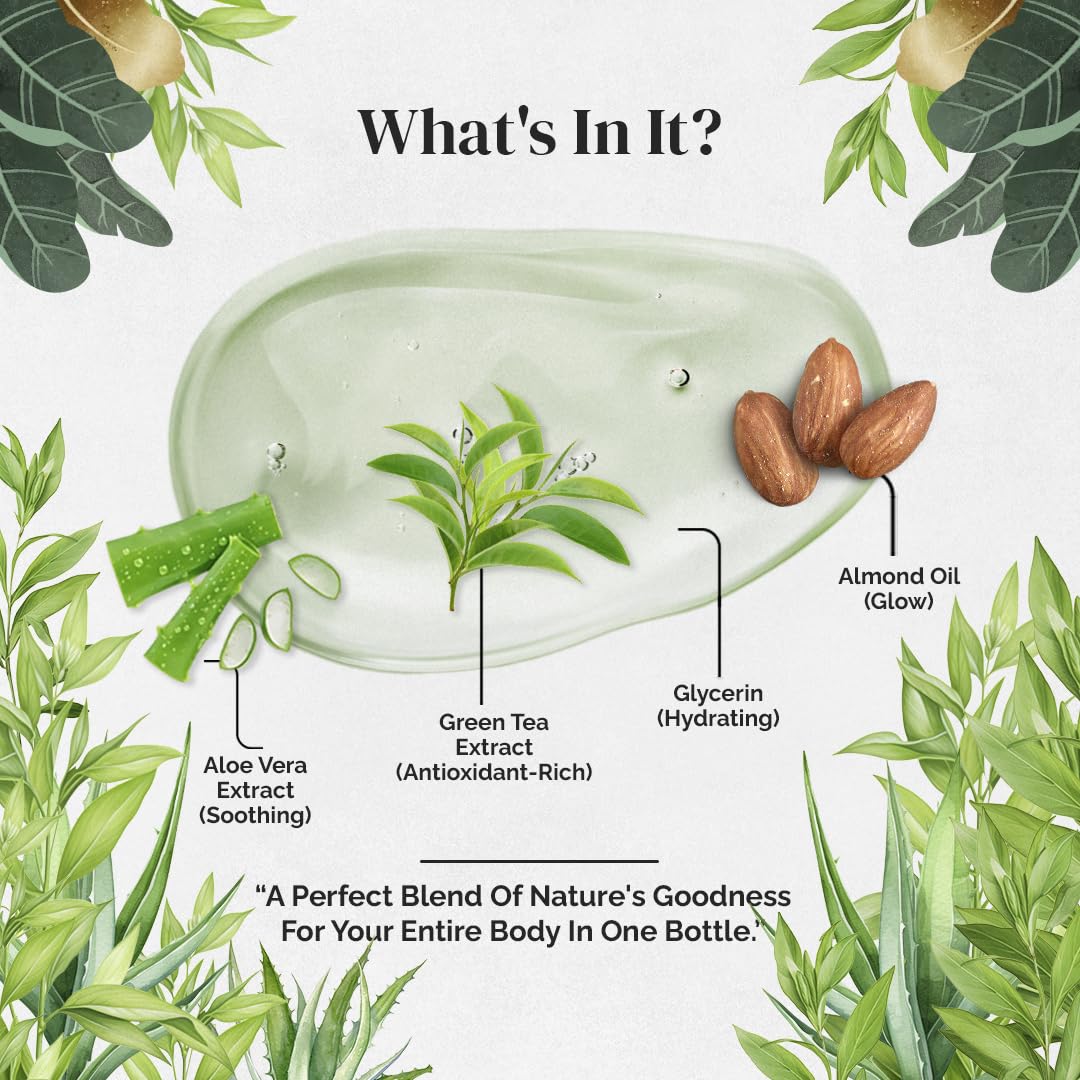 Rubz Green Tea Gel 1 Kg - Natural Moisturizing Gel for Face, Body & Hair | Multipurpose Beauty Treatment for Acne Scars & Glowing Skin | Spa, Salon & At-Home Skincare Routine