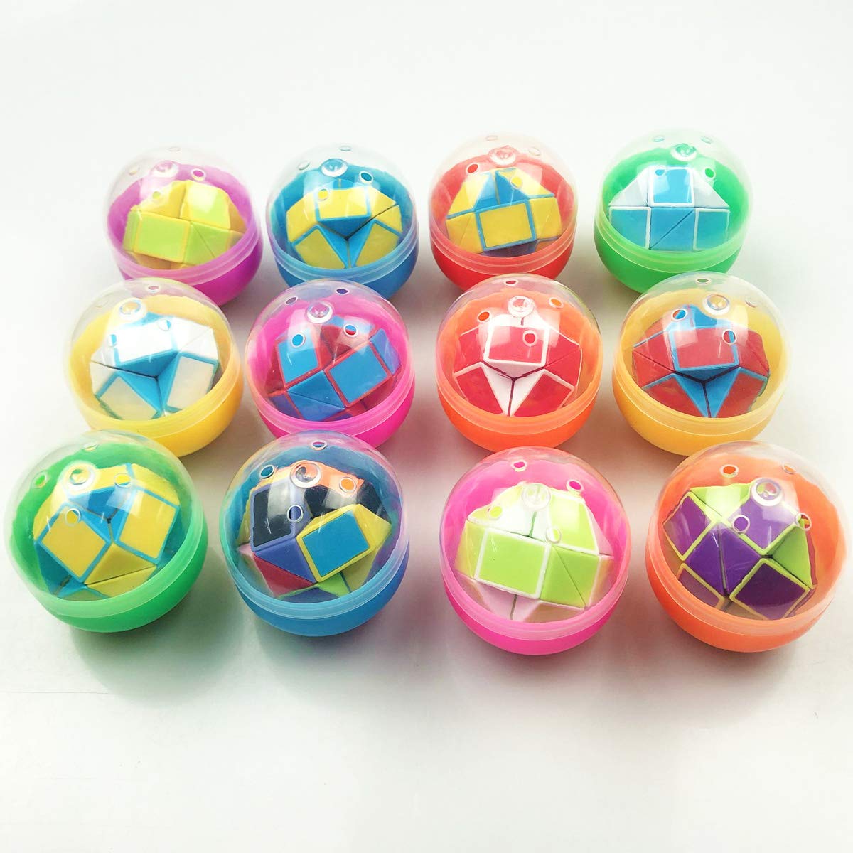 Anditoy 12 Pack Mini Snake Cube Puzzle Toys - Plastic Easter Eggs Brain Teaser for Kids, Girls & Boys - Easter Basket Stuffers, Party Favors & Gifts (Perfect for Easter Celebrations, Birthday Parties & Classroom Rewards)