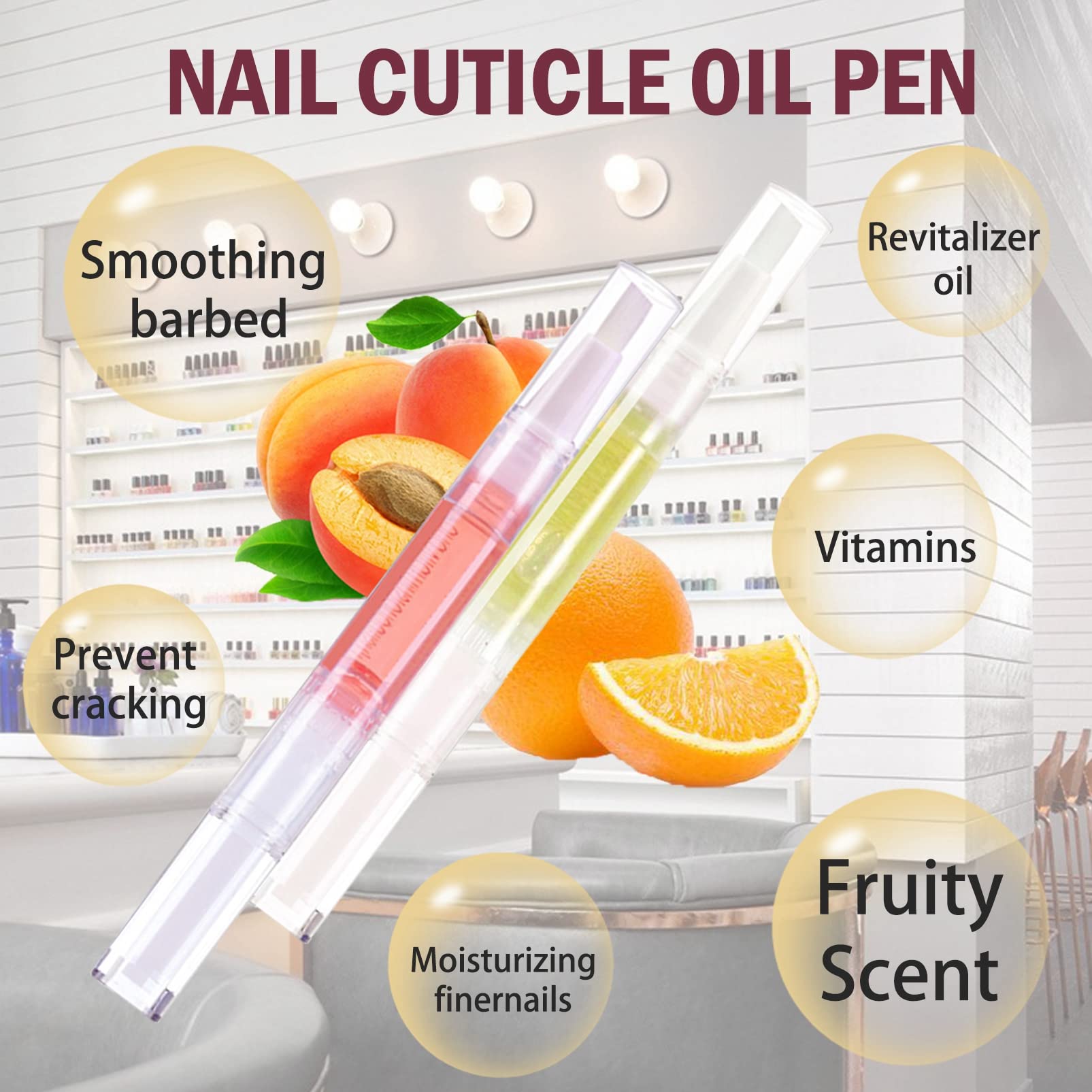 Natural Cuticle Oil Pens for Nail Care - 2PCS Moisturizing Nail Treatment for Dry, Cracked Cuticles | Manicure & Pedicure Essential | Perfect for Home Salon & Professional Nail Care