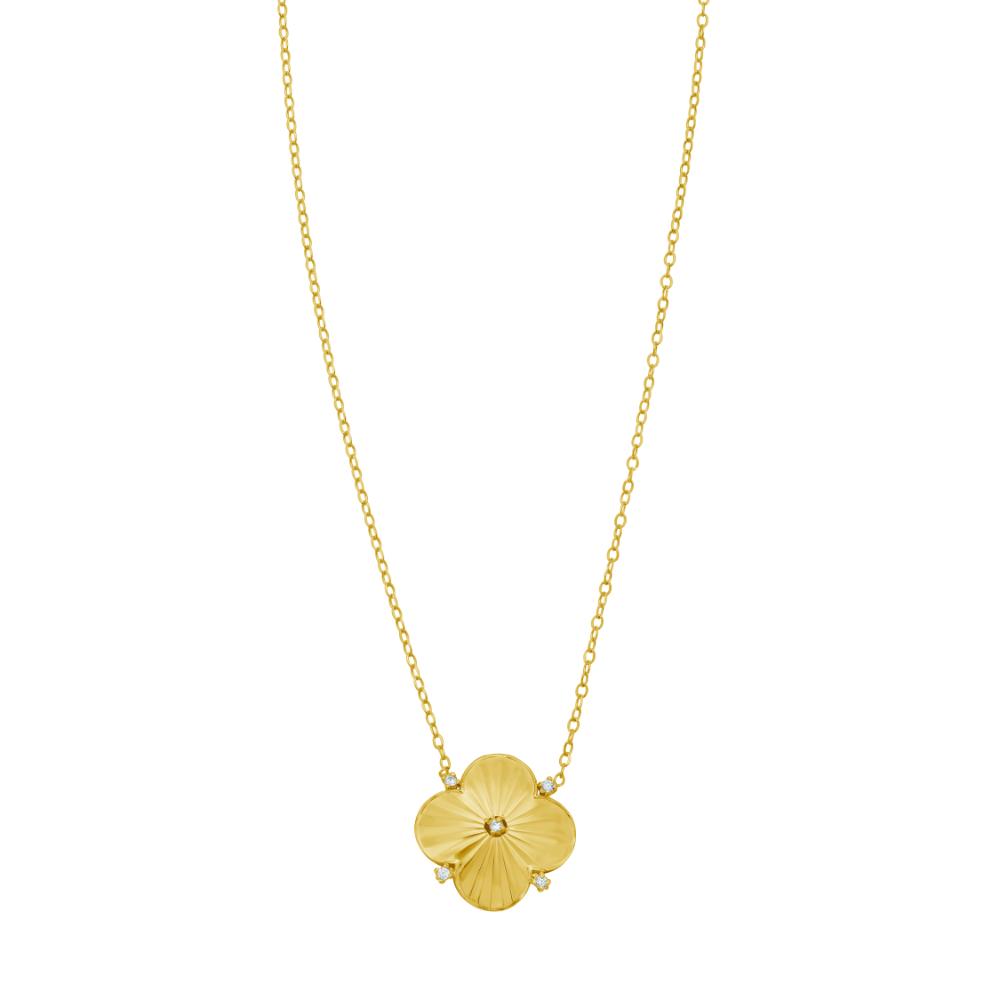 14K Gold Diamond Clover Pendant Necklace - Elegant Four Leaf Clover Jewelry for Women - Perfect for St. Patrick's Day Gifts & Everyday Wear