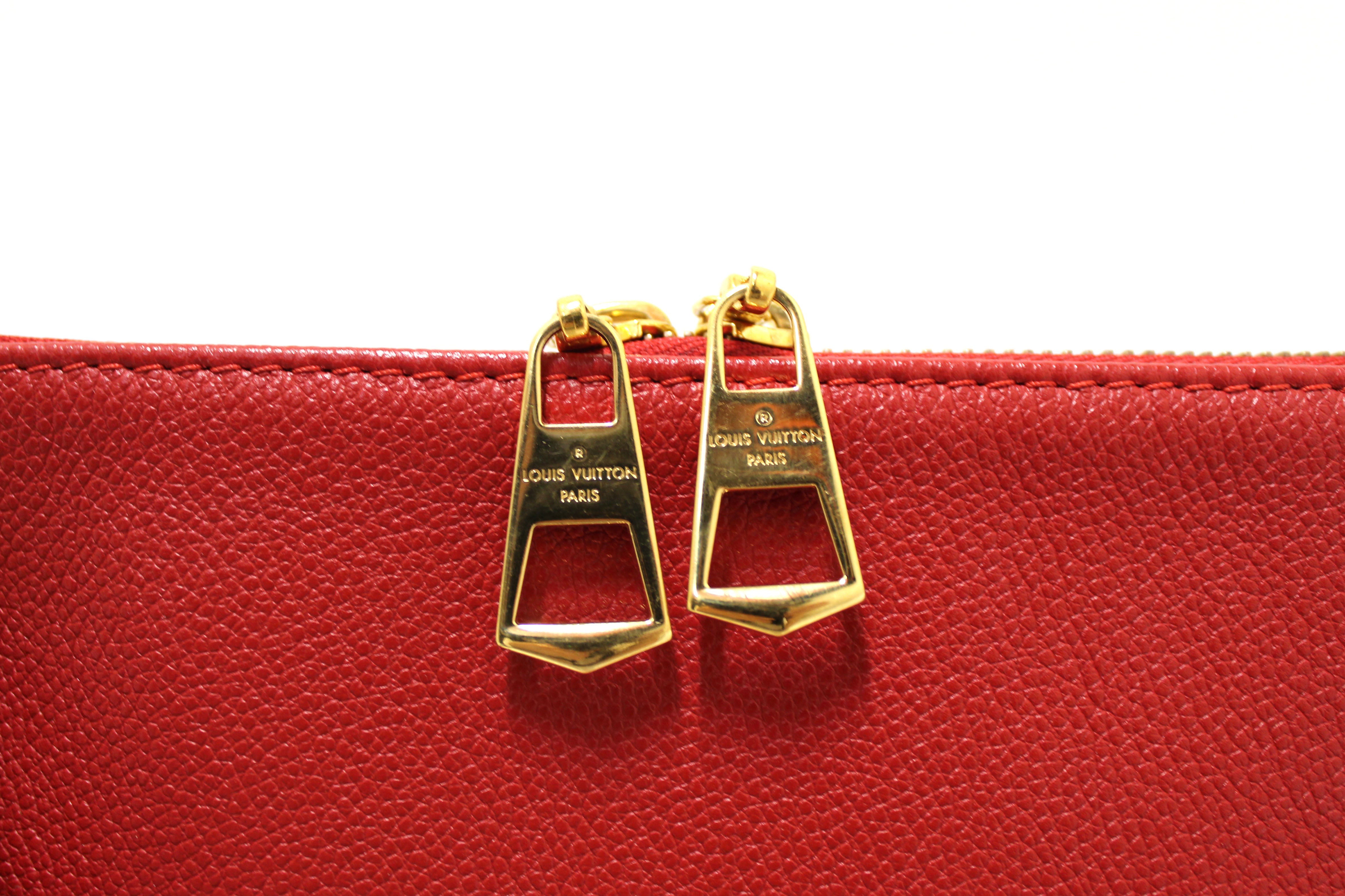 Authentic Louis Vuitton Monogram Canvas Tote Bag with Red Leather Trim - Luxury Designer Handbag for Women, Perfect for Work, Travel & Everyday Use