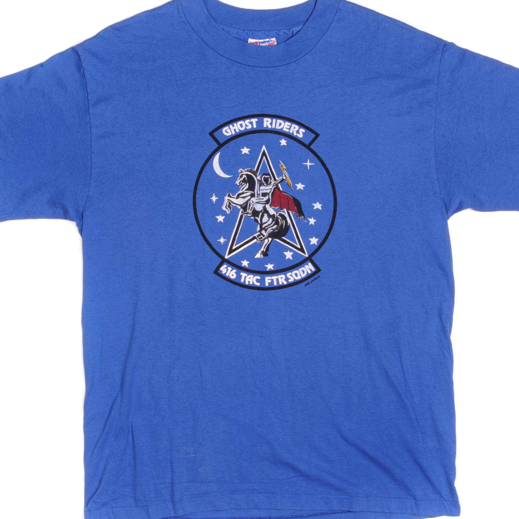 Vintage USAF Ghost Riders Graphic T-Shirt - Large Size - 100% Cotton - Made in USA - 416th Tactical Fighter Squadron - Military Apparel for Men - Perfect for Casual Wear, Veterans Events & Patriotic Occasions