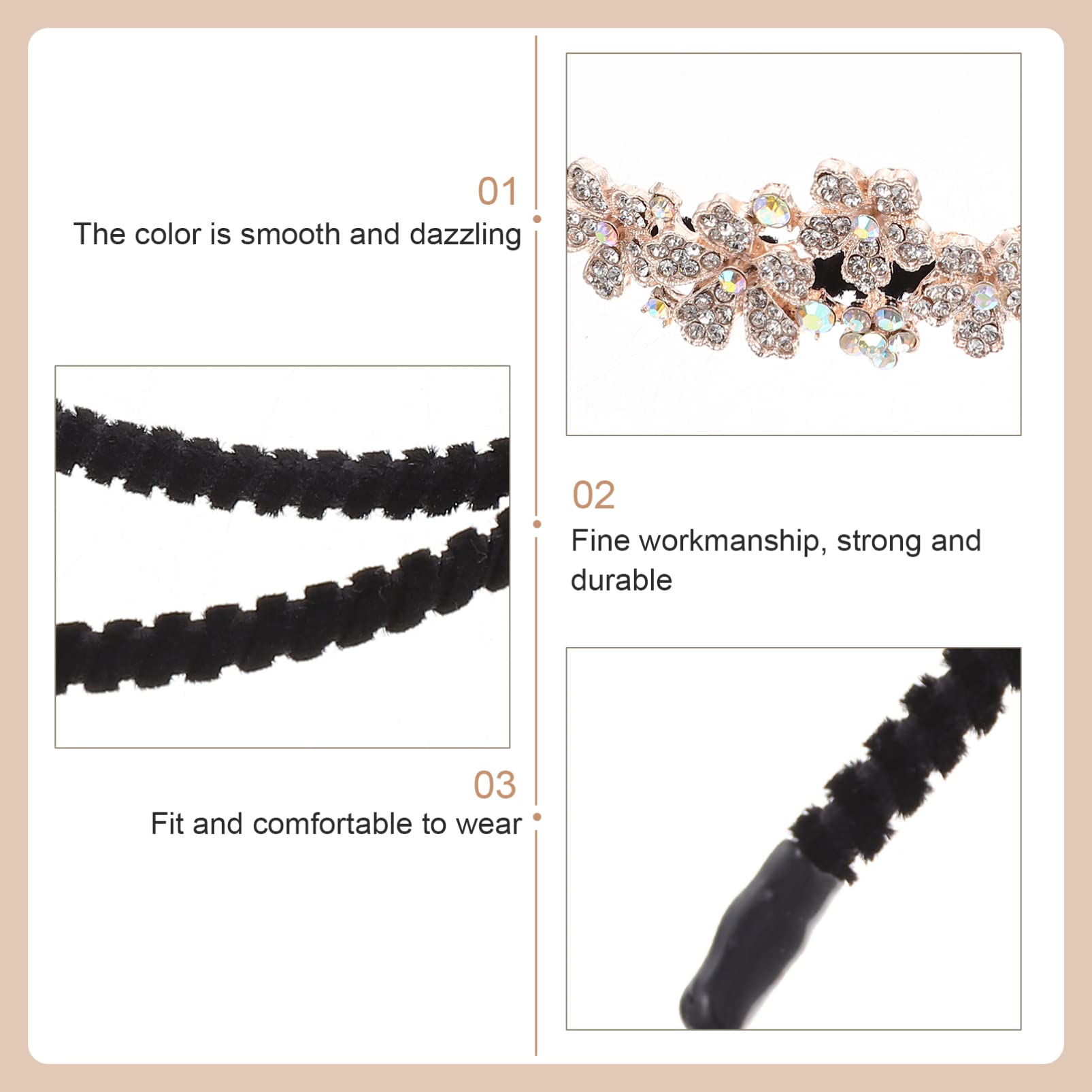 Beaupretty 4 Pack Rhinestone Flower Headbands for Women - Crystal Bridal Hair Accessories with Teeth Comb, Beaded Alloy Hair Bands for Wedding, Prom, Party & Makeup (Elegant Banquet & Special Occasion Wear)