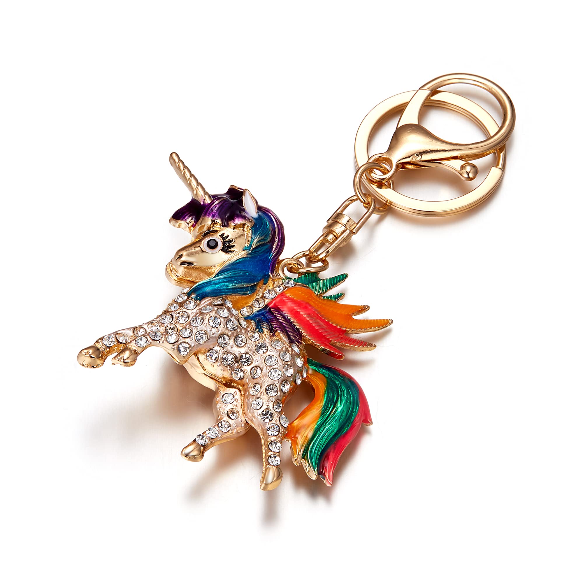 Flyonce Unicorn Keychain for Women & Girls - Cute Little Pony Keyring, Handbag Purse Pendant, Car Key Holder Accessories - Perfect Gift for Birthday, Party Favors & Everyday Carry