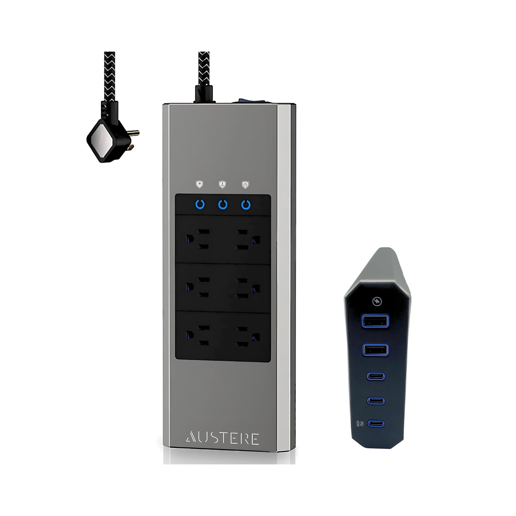 Austere VII Series Power Strip with 6 Outlets, Omniport USB & PD Charging - Perfect for Home Office, Gaming Setup & Travel Accessories