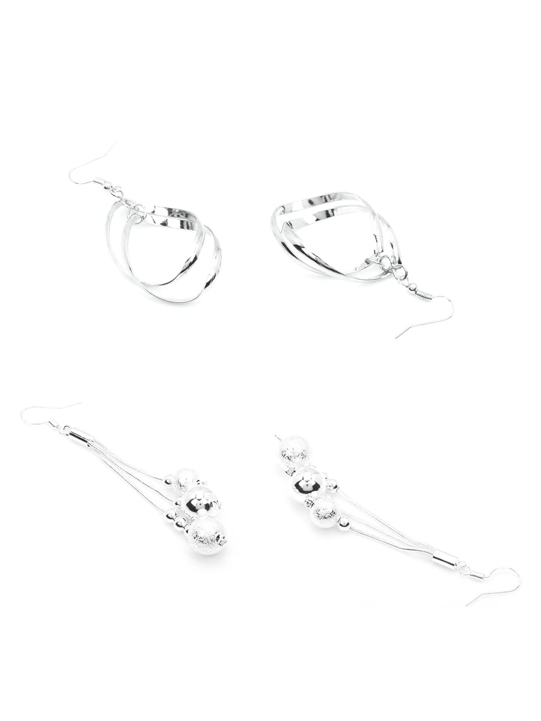 Yellow Chimes Dangler Earrings for Women | 2-Pair Silver Long Drop Earrings Set | Trendy Fashion Jewelry Gift for Girls & Wives | Perfect for Birthday, Anniversary & Party Occasions