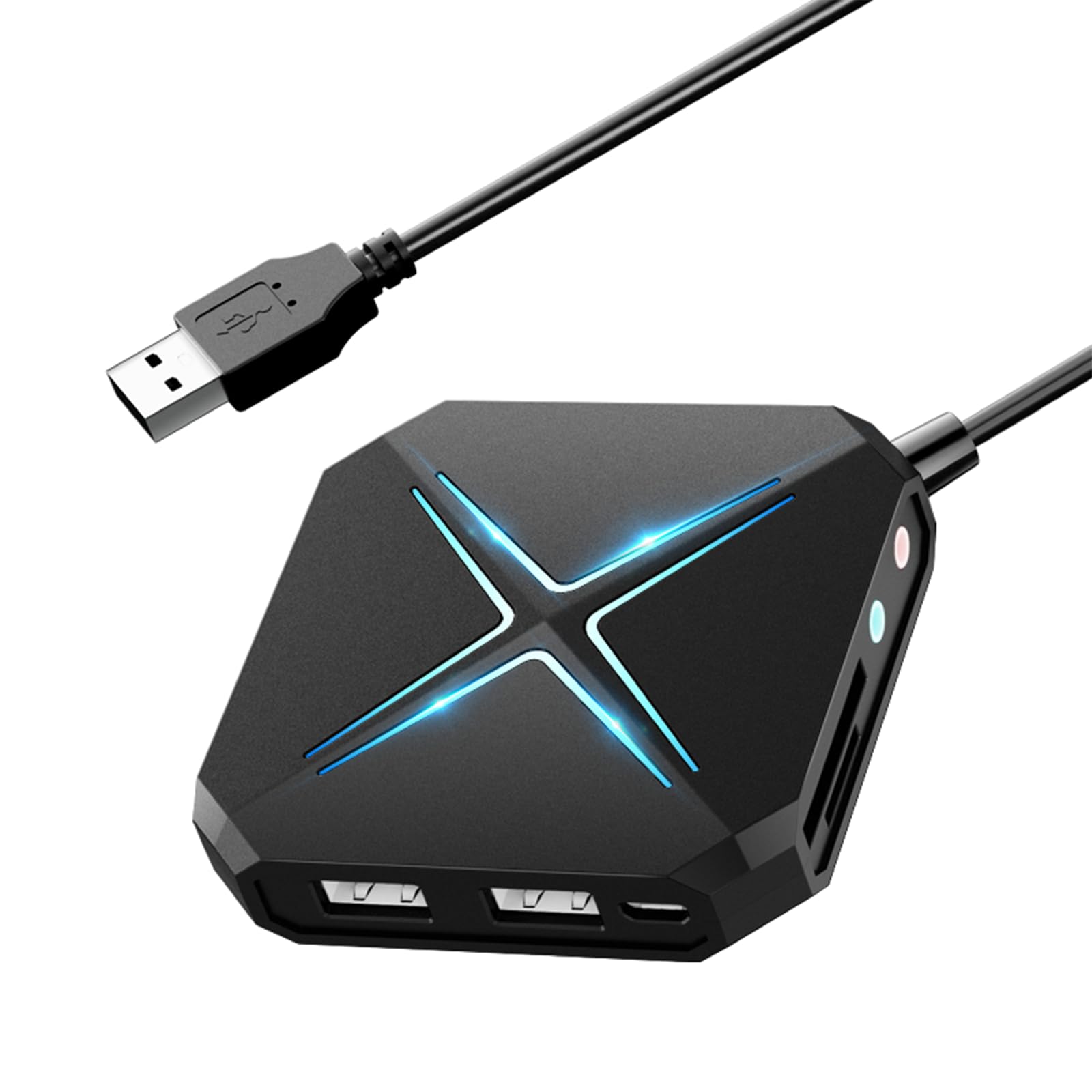 PEIYUI S24 Ultra External USB Sound Card - 3.5mm Audio Adapter for PC, Windows, Mac, Linux - Plug & Play Stereo Sound Card with Volume Control for Laptops, Desktops - Perfect for Gaming, Streaming & Music Production