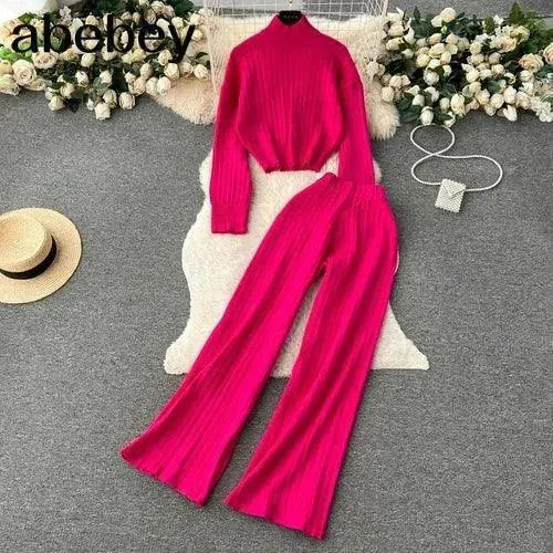 Stylish Women's Casual Ribbed Two Piece Sweater Set - Soft Knit Pullover & Cardigan Combo for Fall & Winter - Perfect for Office, Date Night and Weekend Outfits