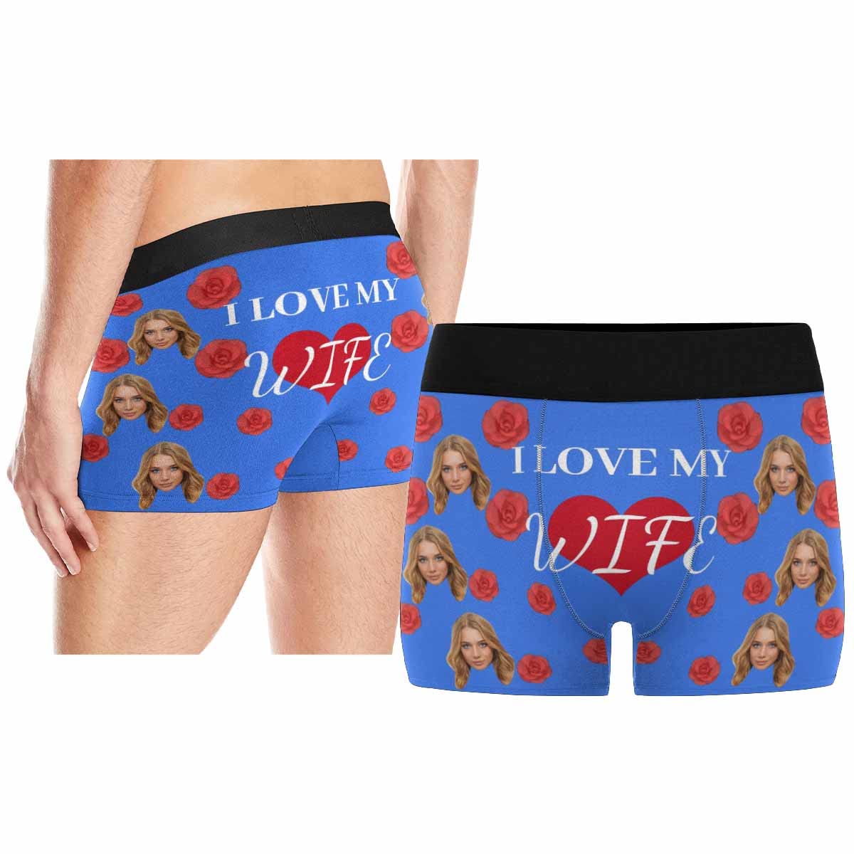 Custom Personalized Men's Boxer Briefs with Red Rose Heart Print - Romantic Gift for Valentine's Day, Anniversary or Special Occasion - Soft Comfort Underwear for Everyday Wear & Intimate Moments