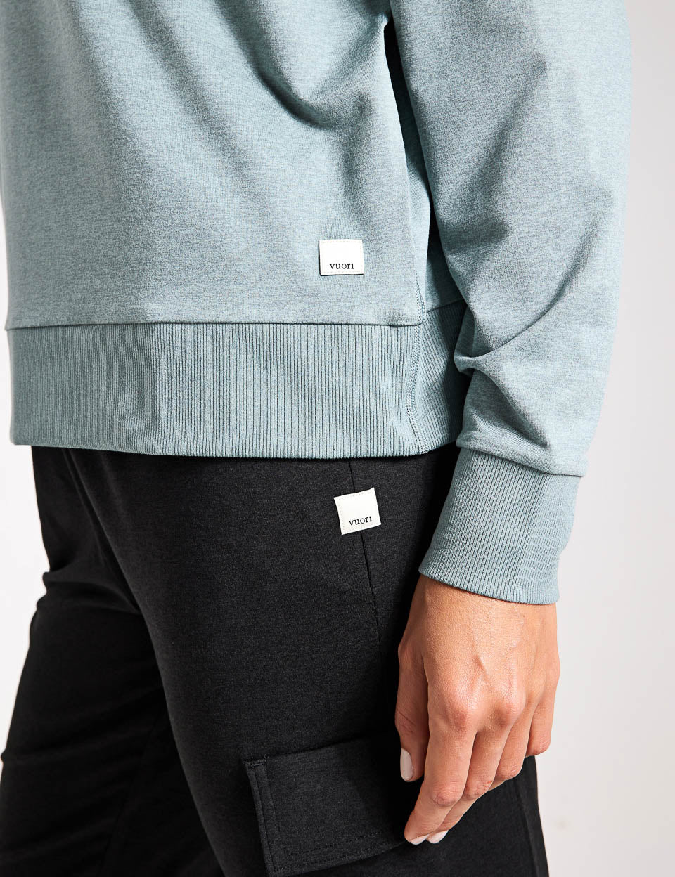 Vintage Pistachio Heather Long Sleeve Halo Crew Sweatshirt - Cozy Casual Wear for Women, Fall Fashion, Loungewear & Street Style Outfits