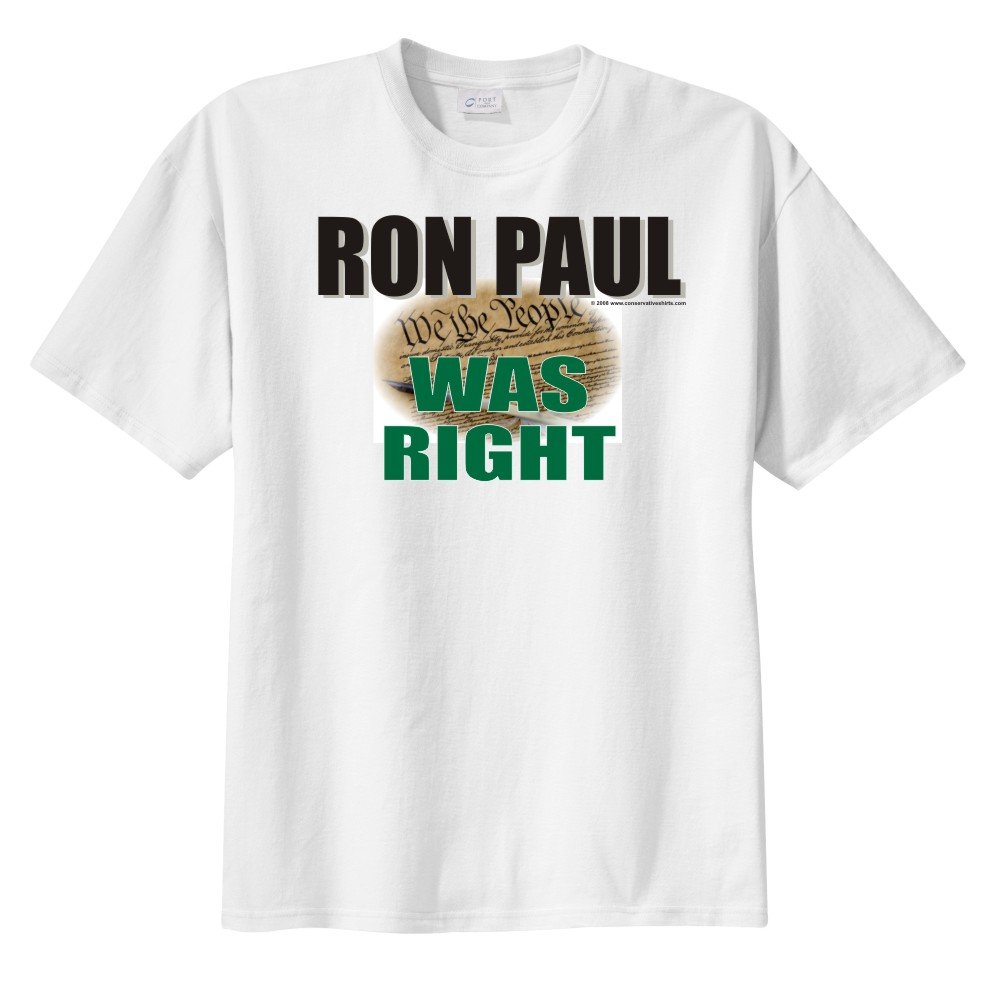 Ron Paul Was Right Men's Short Sleeve T-Shirt - Conservative Political Tee - White XXL - Perfect for Campaign Events & Patriotic Gatherings
