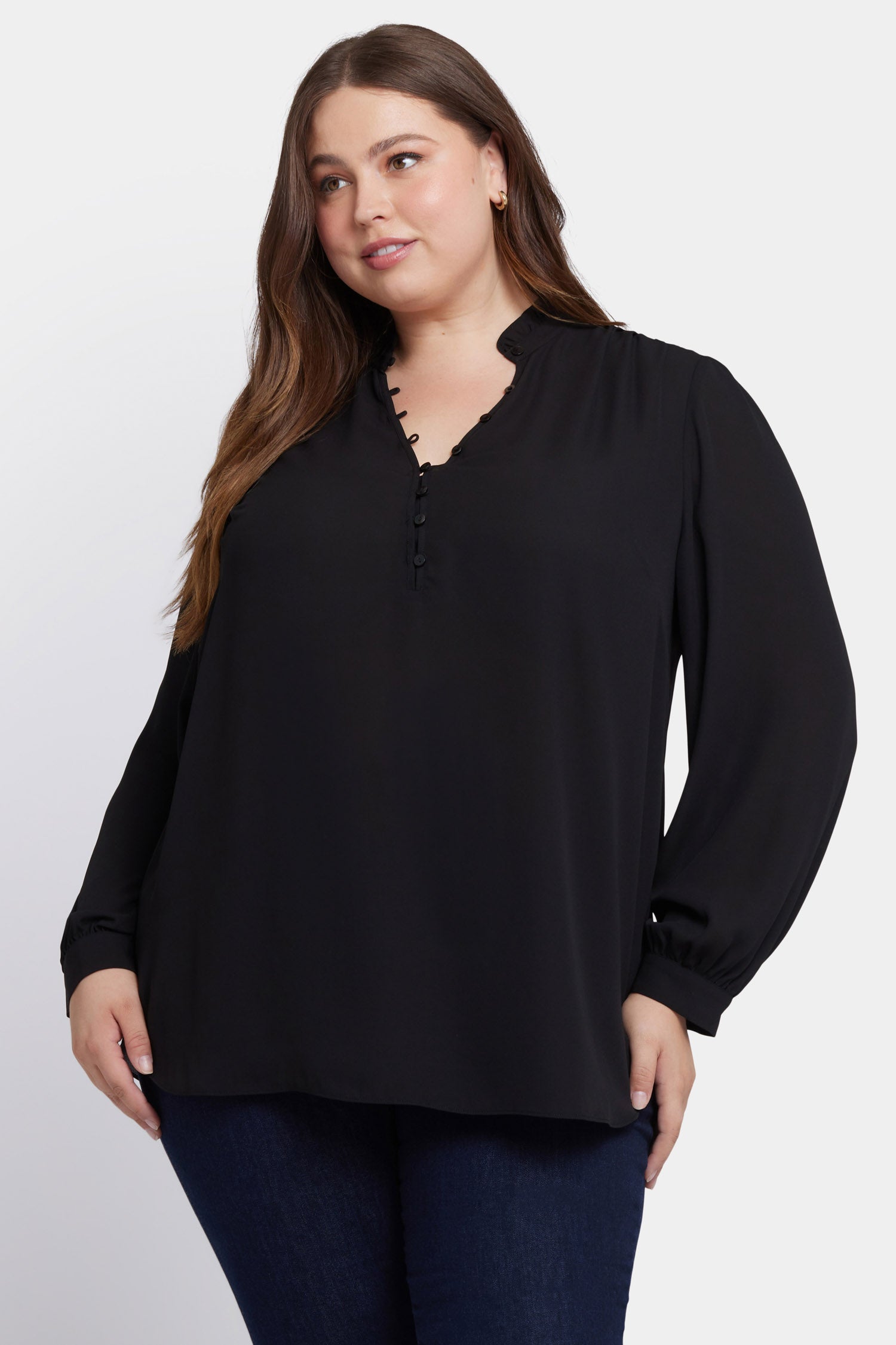 Plus Size Hannah Blouse for Women - Elegant Black Tunic Top | Perfect for Office Wear, Date Nights & Special Occasions