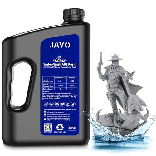 JAYO Water Washable ABS-Like 3D Printer Resin 3KG (3000g) - 405nm UV Photopolymer Resin for LCD/DLP/SLA Printers | High Precision, Low Odor, Non-Brittle | Ideal for Miniatures, Prototypes & DIY Projects