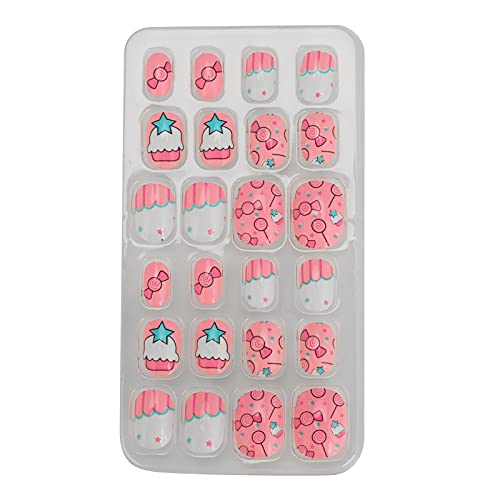 24Pcs Cartoon Press On Nails for Kids - Removable Full Cover False Nails with Fun Designs - DIY Manicure Decals for Girls - Perfect for Parties, Playdates & Special Occasions