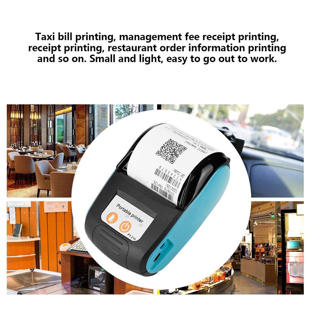 Portable 58mm Thermal Receipt Printer - 110-240V Bluetooth POS Printer for Android iOS Windows - Compact Lightweight Bill Printer for Retail Stores, Restaurants & Mobile Businesses (Blue)