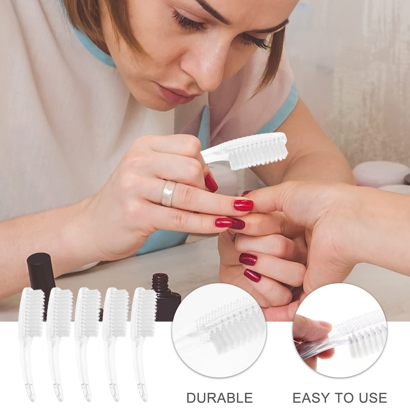 SHERCHPRY 5Pcs Toe Nail Brush Set - Stiff Bristle Nail Scrub Brush for Manicure, Pedicure & Shoe Cleaning - Professional Nail Design Tools & Nylon Clothing Accessories - Perfect for Home Salon, Spa & Foot Care Routine