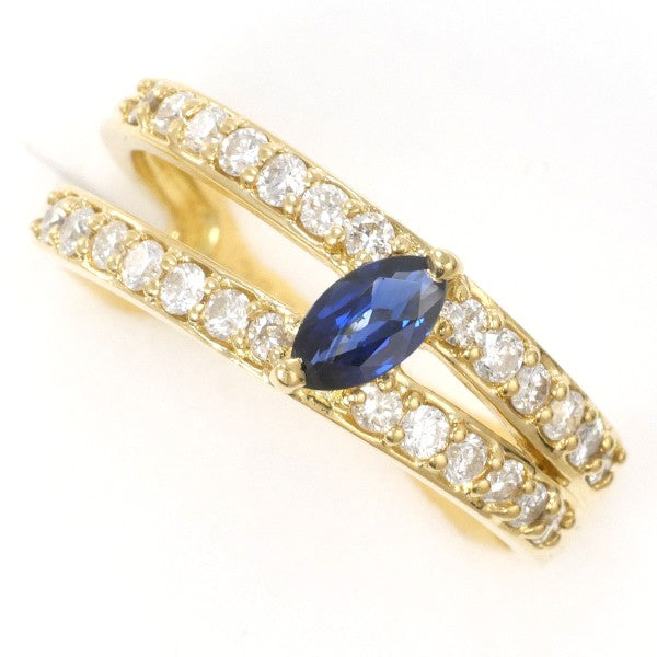 18K Yellow Gold Sapphire and Diamond Ring for Women - Elegant Blue Gemstone Engagement, Wedding, or Anniversary Jewelry Gift