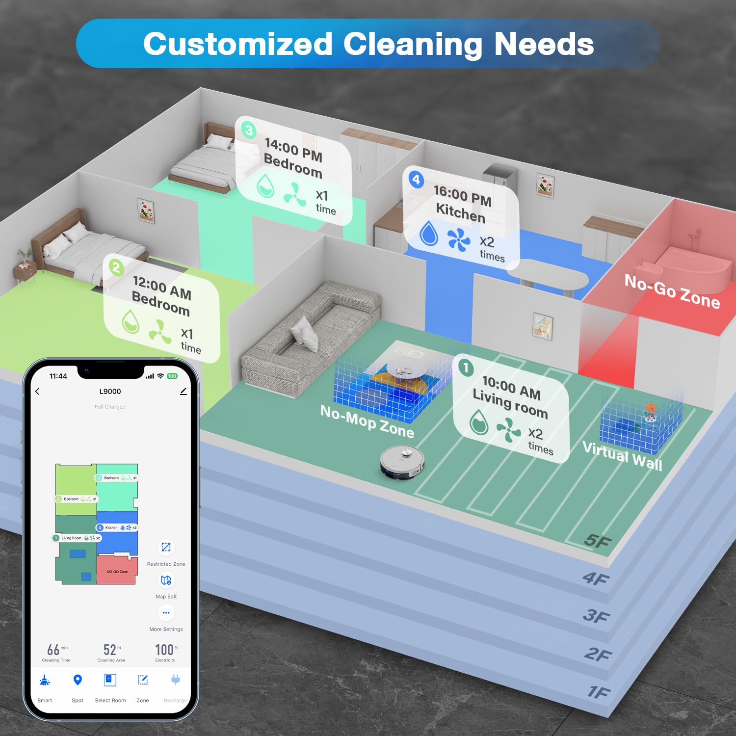 Tikom L9000 Robot Vacuum and Mop with LiDAR Navigation, 4000Pa Suction, Smart Mapping, 150Min Runtime - Ideal for Pet Hair, Carpets & Hard Floors - Perfect for Home Cleaning, Office Spaces & Large Areas