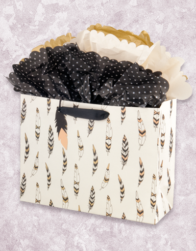 Elegant Gold Feather Gift Bags for Weddings, Parties & Special Occasions - Premium Decorative Favor Pouches for Bridal Showers, Baby Showers & Birthday Celebrations