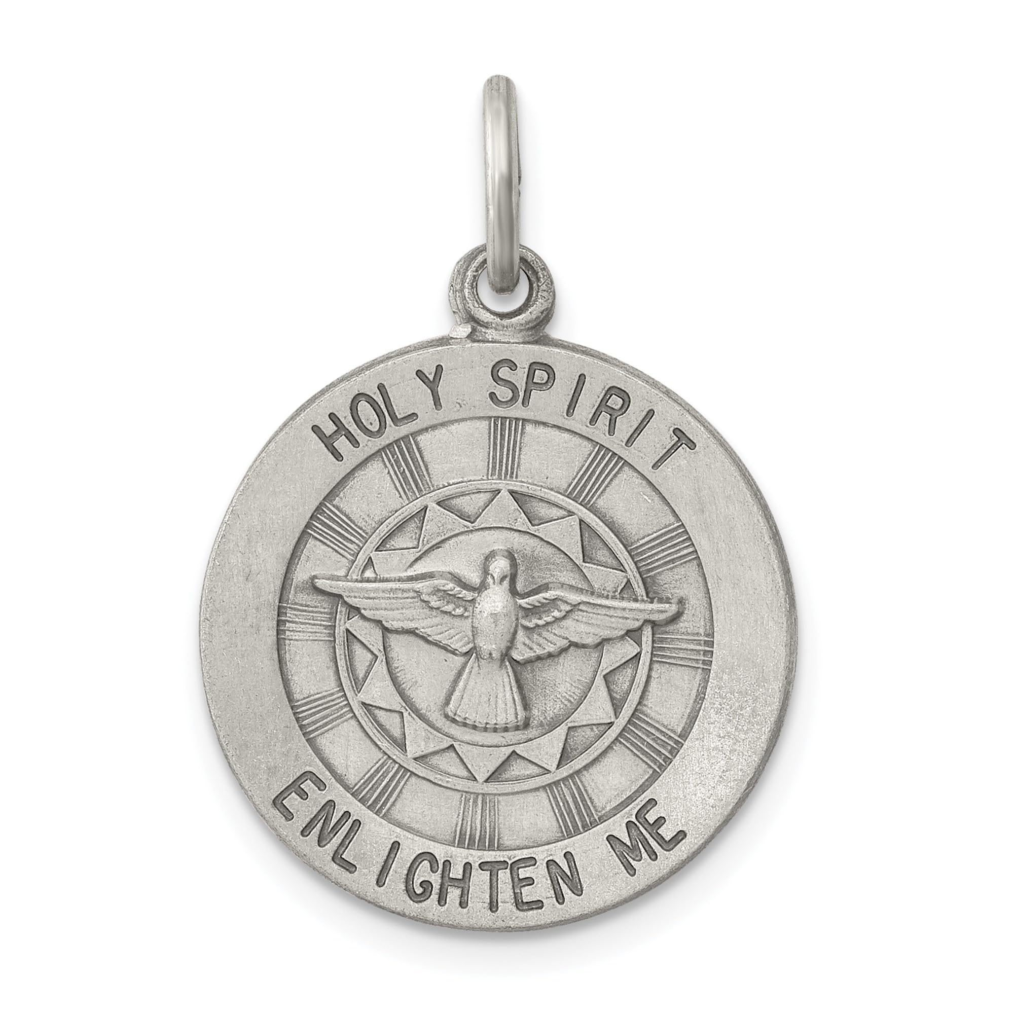 925 Sterling Silver Vintage Holy Spirit Medal Pendant Necklace for Women - Religious Jewelry Gift for Baptism, Confirmation & Spiritual Protection