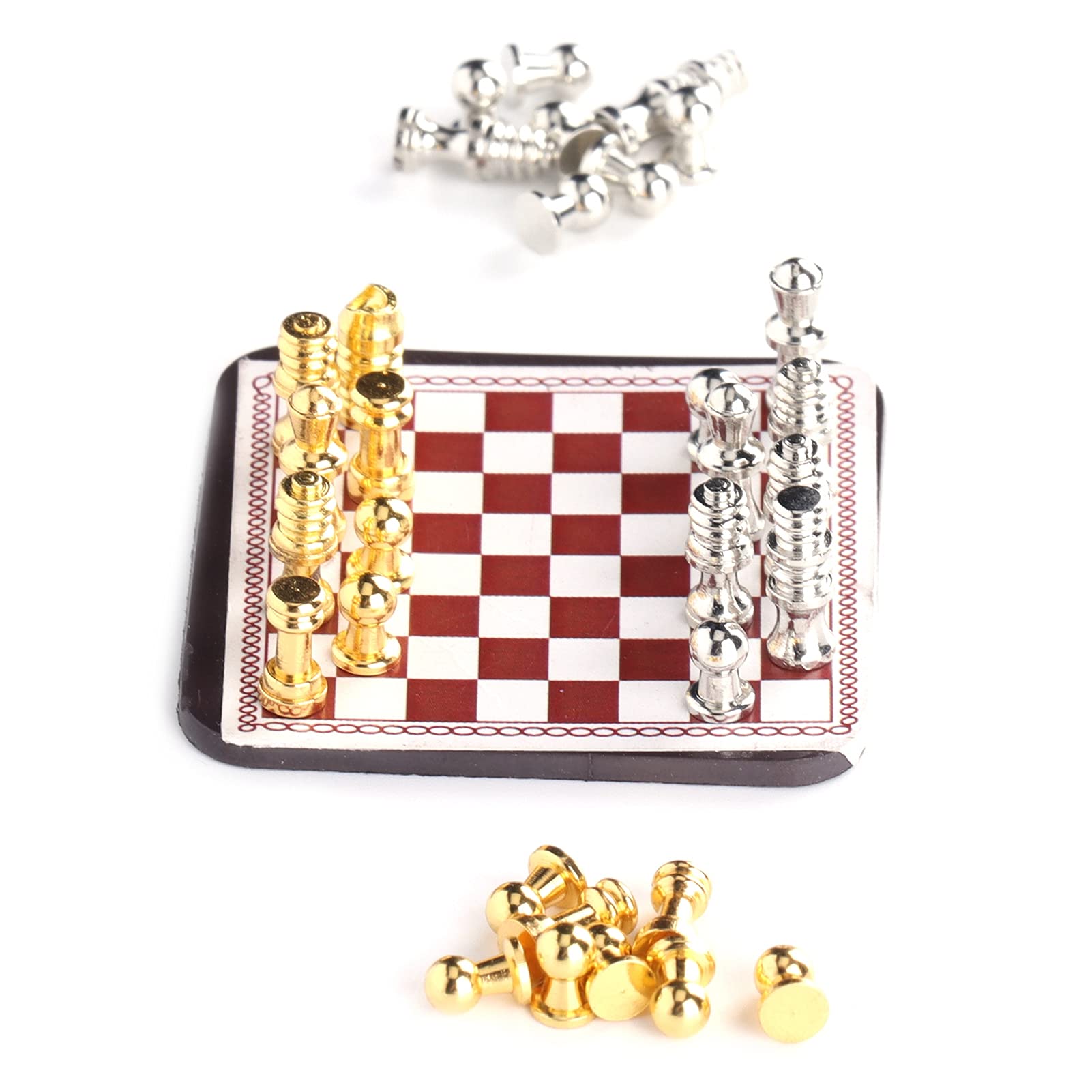 1/12 Scale Magnetic Dollhouse Chess Set - Miniature Wooden Chess Board with Delicate Texture for DIY Dollhouse Accessories | Perfect for Dollhouse Decor, Miniature Games & Collectibles