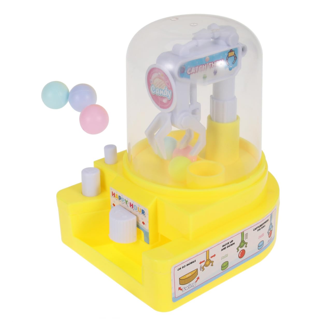 TOYANDONA Mini Candy Grabber Toy - Automatic Claw Machine Game with Dispenser for Kids, Fun Candy & Ball Grabber for Parties, Arcades, and Playrooms - Great Gift for Children