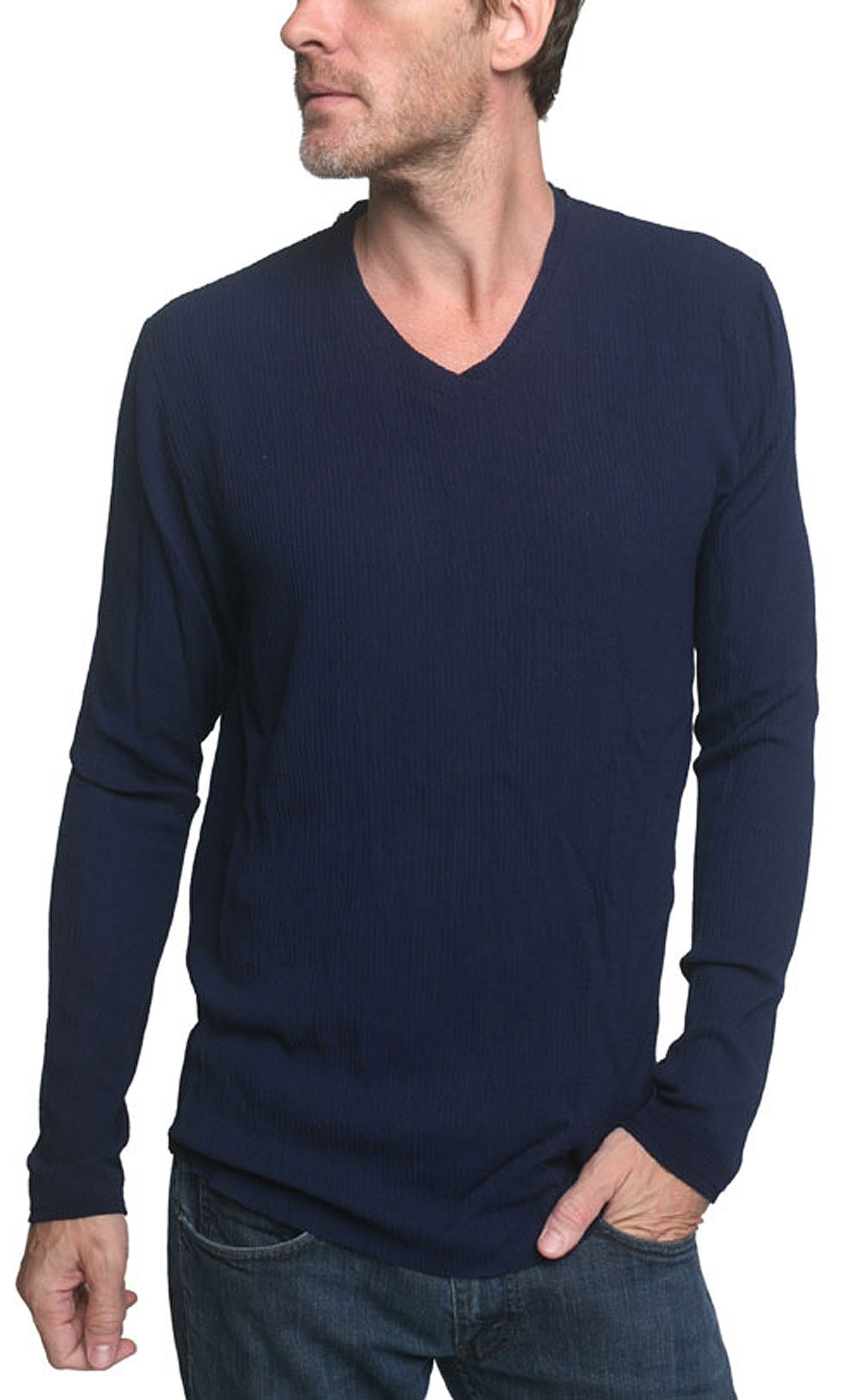 Men's Aquila Long Sleeve V-Neck Shirt - Comfortable Slim Fit Casual Button Down Top for Work, Date Night & Everyday Wear