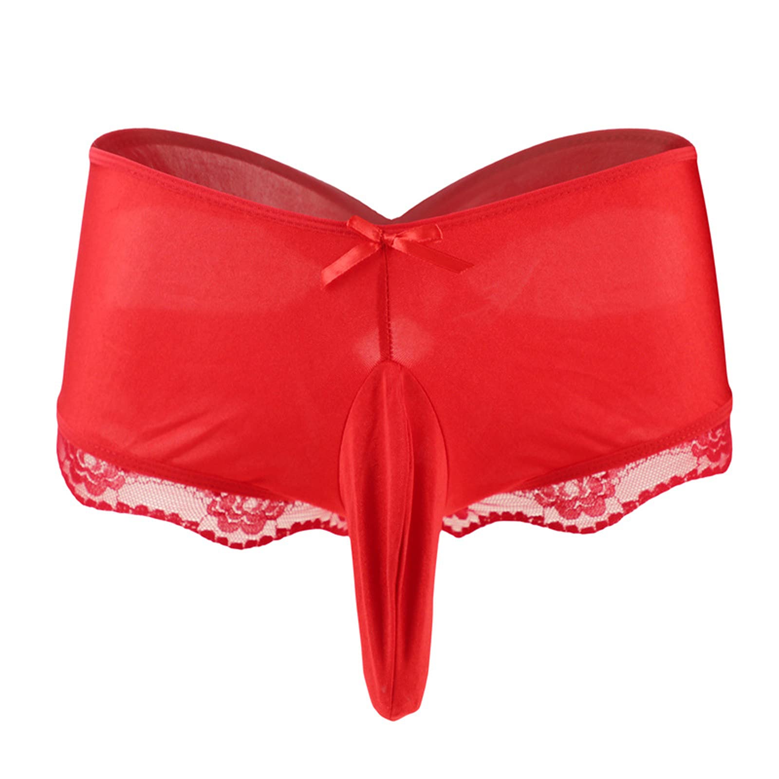 MEOILCE Men's Lingerie - Sexy Lace Spliced Cross Back Boxer Briefs for Naughty Play & Romantic Nights | Perfect for Valentine's Gifts, Role Play & Intimate Moments