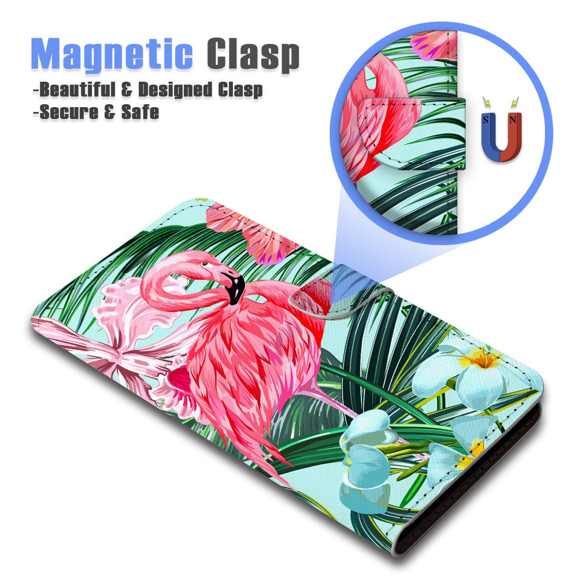 Premium Flip Wallet Phone Case for iPhone X & iPhone Xs - A24186 Tropical Flamingo Design | Slim Protective Cover with Card Slots | Perfect for Travel, Shopping & Everyday Use