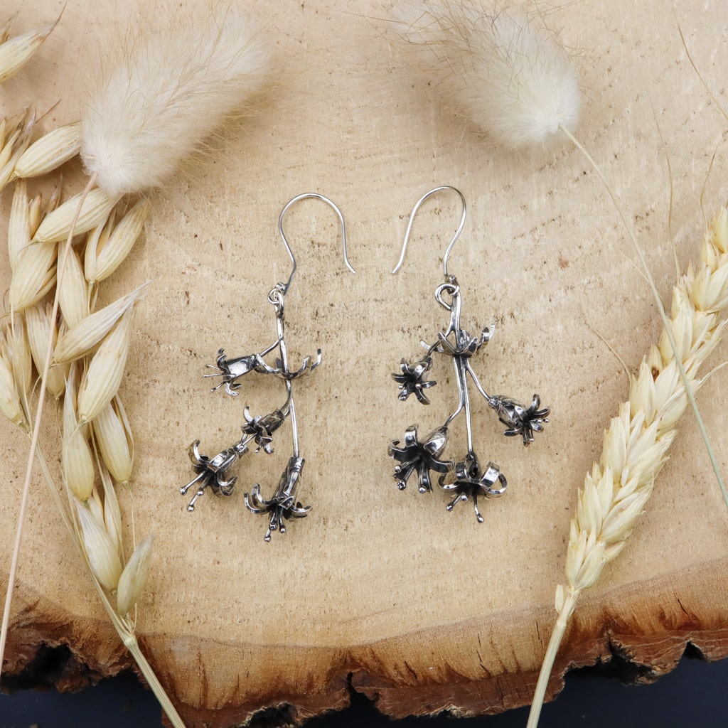 Handmade Turk's Cap Lily Earrings - Sterling Silver Floral Dangle Earrings for Women | Perfect for Weddings, Parties & Boho Fashion