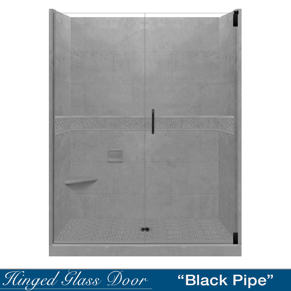 60 Alcove Wet Cement Sistine Stone & Pebble Stone Accent - DIY Shower Remodel Kit for Bathroom Renovation, Waterproof Tile Backsplash, and Modern Home Decor