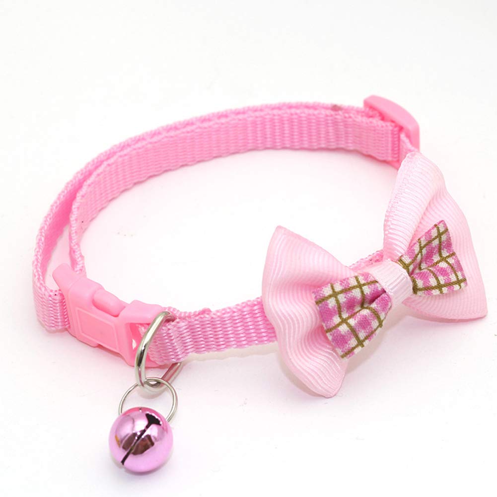 Red Plaid Bowknot Pet Collar with Bell - Adjustable for Cats & Dogs - Perfect for Daily Walks & Playtime