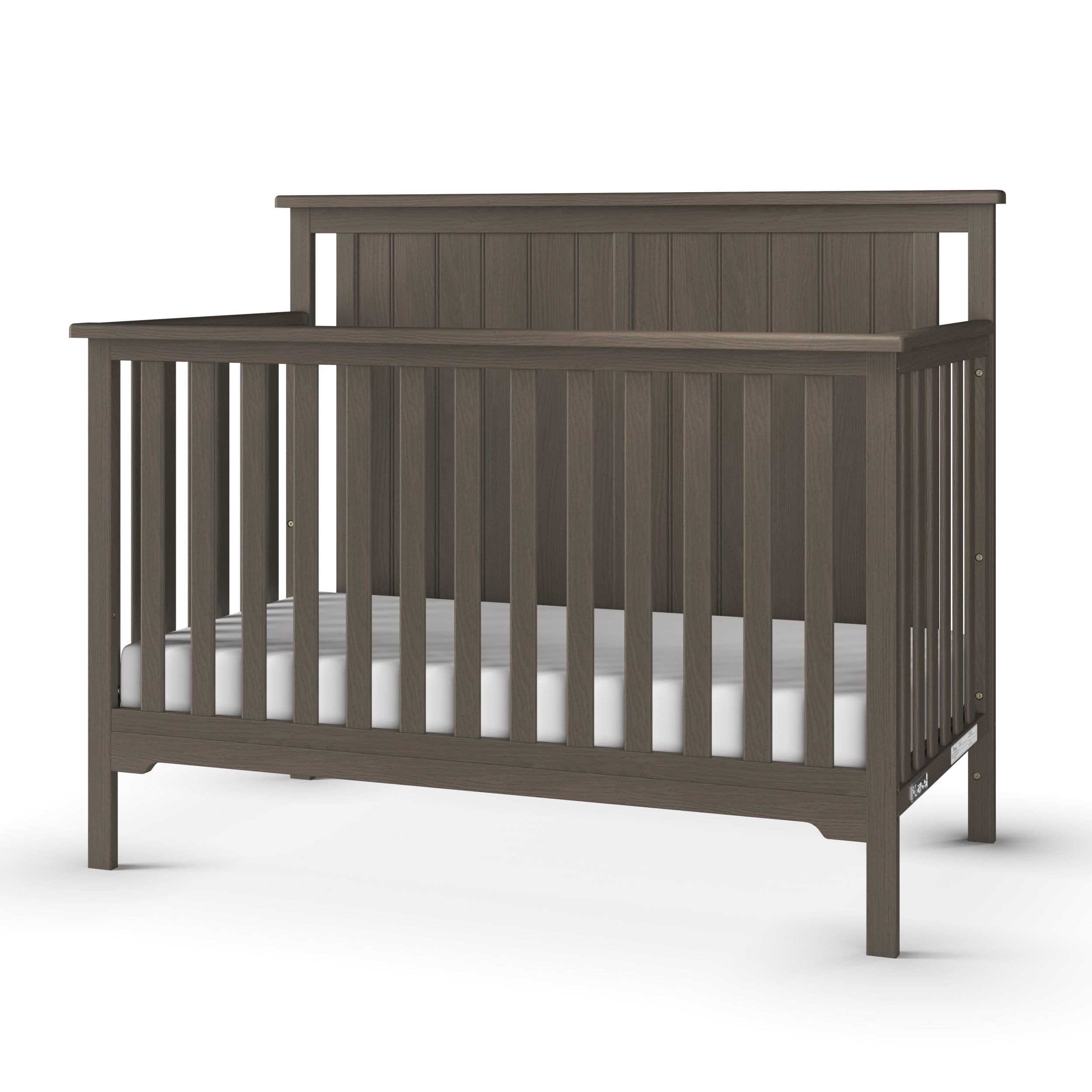 Child Craft Cottage Flat Top 4-in-1 Convertible Crib - Converts to Day Bed, Toddler Bed & Full Size Bed | 3 Adjustable Mattress Heights | Non-Toxic Baby-Safe Finish (Dapper Gray) | Perfect for Nursery, Bedroom Transition & Growing Families
