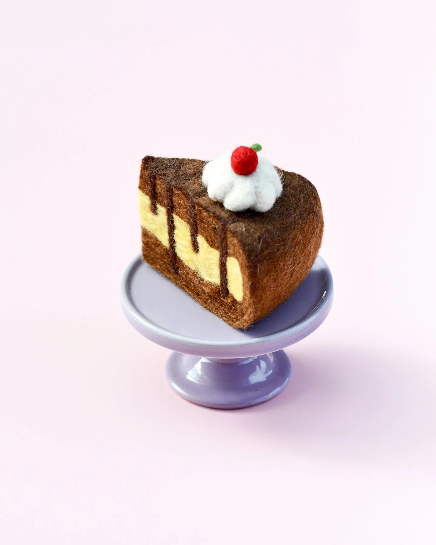 Delicious Chocolate Caramel Cake Slice Felt Play Food - Realistic Pretend Dessert Toy for Kids Kitchen Play, Tea Parties & Toddler Learning Activities