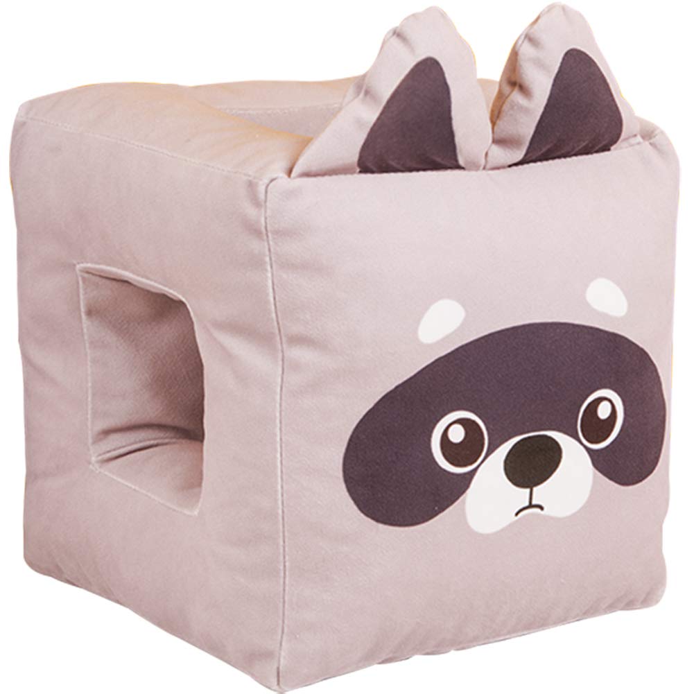 Comfortable Cube Animal Nap Pillow with Armrest Hole - Rebound Face Down Desk Pillow for Neck Support & Pressure Relief - Anti-Numb Hands - Perfect for Office, Travel, School - Adults & Kids (Raccoon, Large 9.44