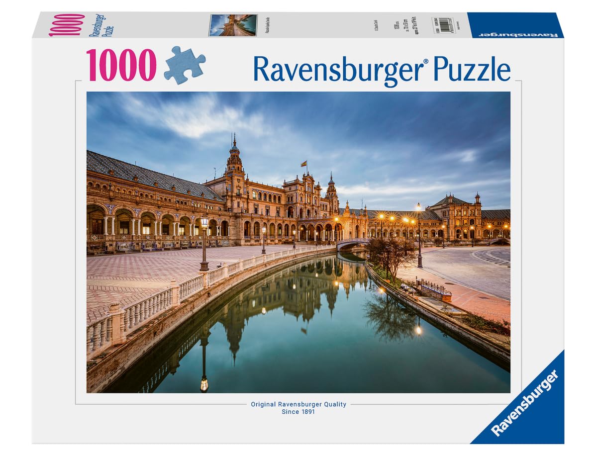 Ravensburger 1000 Piece Puzzle - Sevilla: Plaza España Landscape Jigsaw Puzzle for Adults, 70x50 cm, Includes Puzzle Glue for Framing | Perfect for Home Decor, Relaxation & Family Game Night