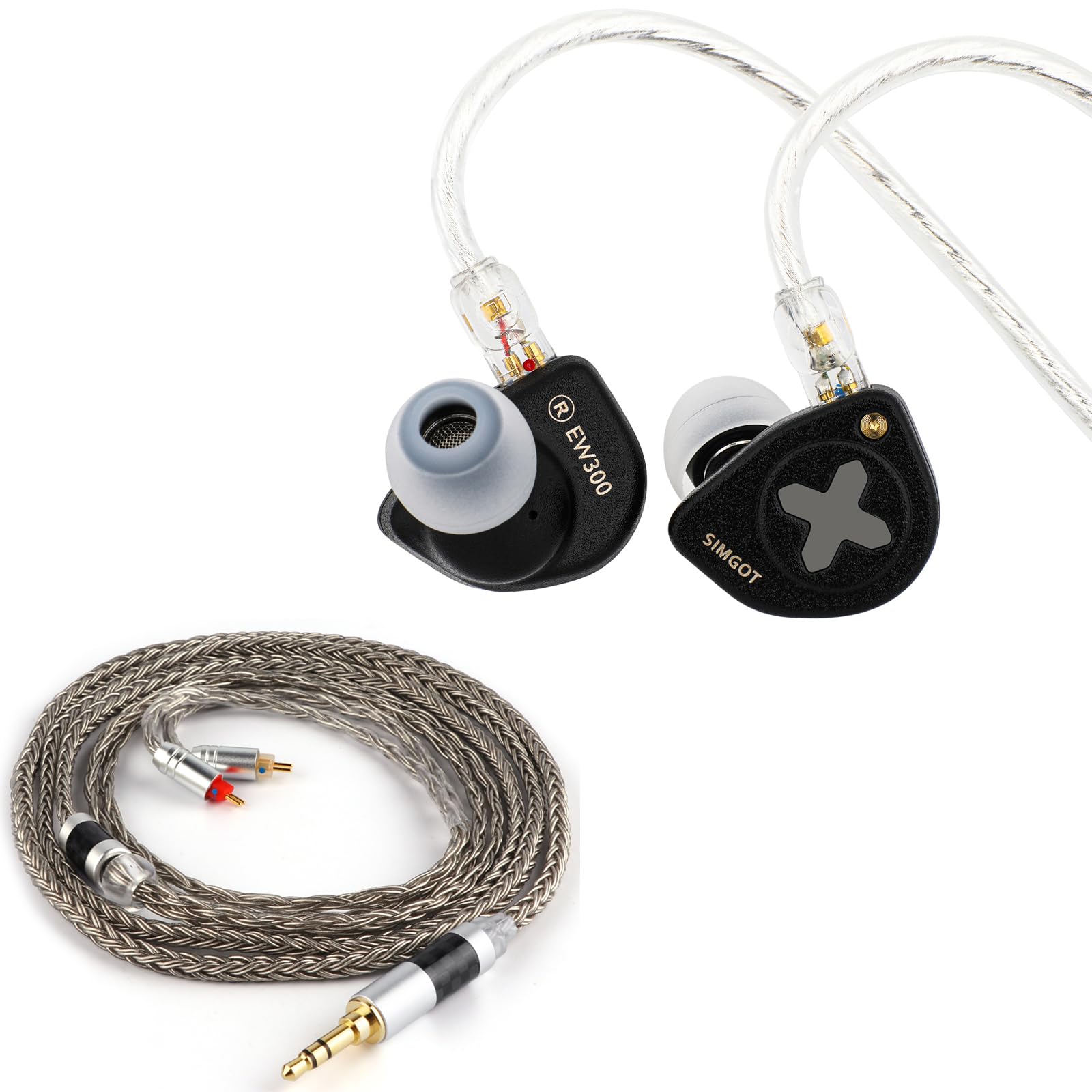 SIMGOT EW300 DSP Hybrid Driver Wired In-Ear Monitors (IEM) - 1DD+1Planar+1PZT HiFi Earphones with Tripowin Zonie 16-Core Silver Plated Cable | Studio Monitoring, Gaming, Audiophile Listening
