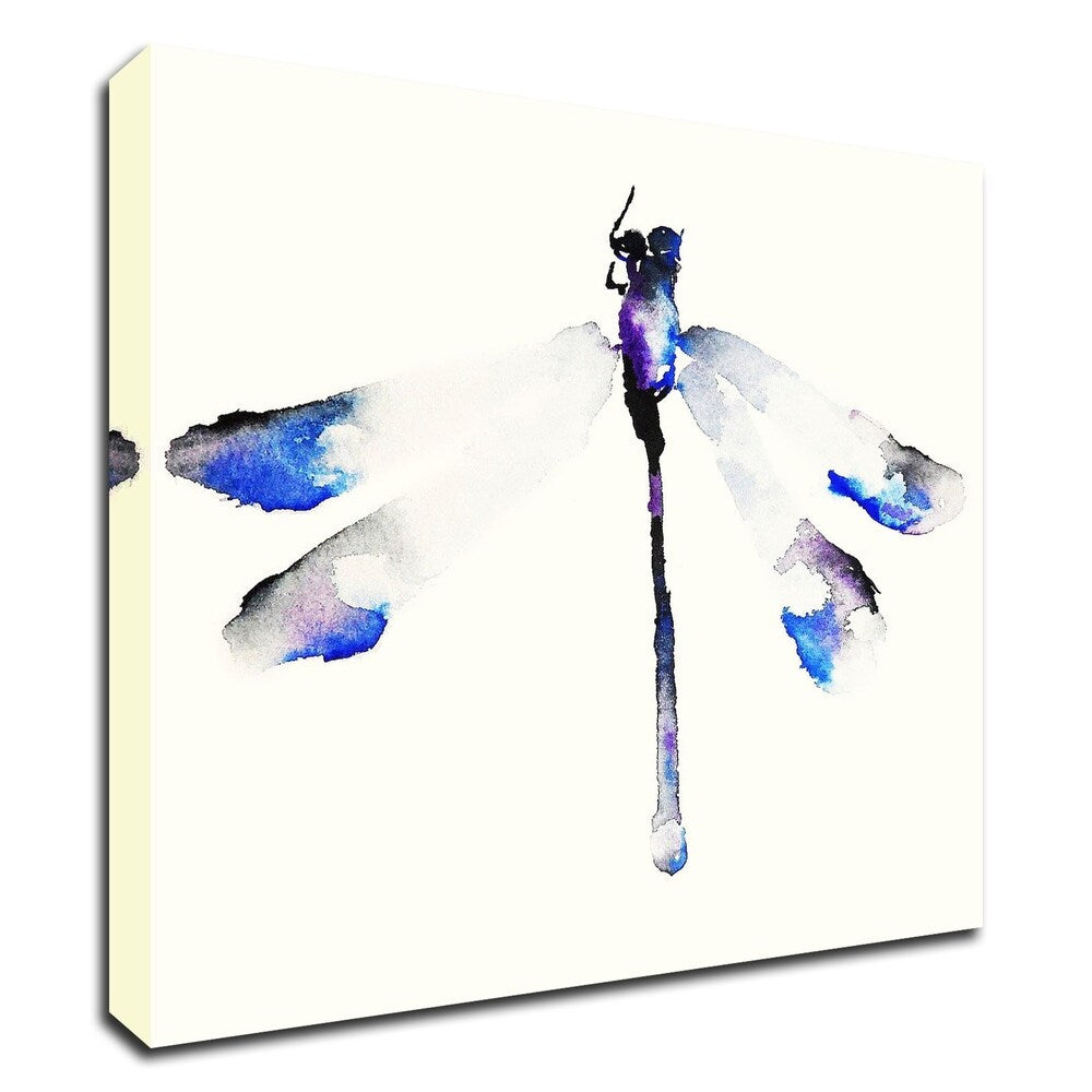 Blue & Violet Dragonfly Art Print by Karin Johannesson - Stretched Canvas Wall Decor Ready to Hang - Perfect for Living Room, Bedroom & Office Decor