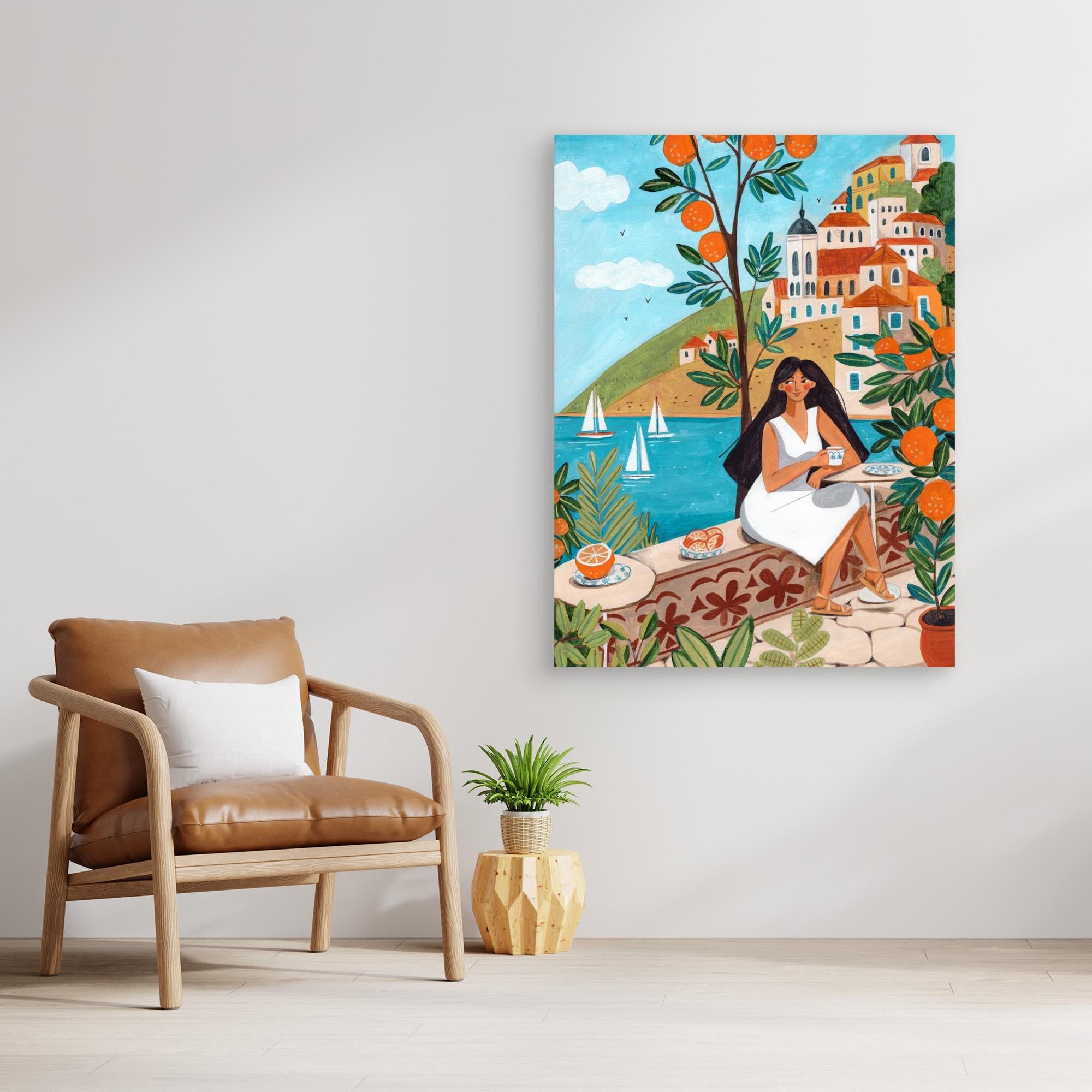 Caroline Bonne Müller Mediterranean Coast Woman Canvas Print - Stunning Beach Wall Art for Living Room, Bedroom & Office Decor