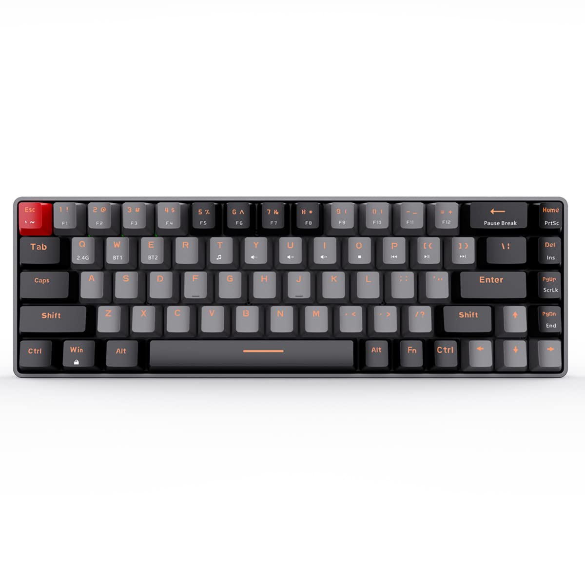 Qisan 60% Wireless Mechanical Keyboard - Blue Switch, Dual Mode 2.4G/BT for PC Gaming