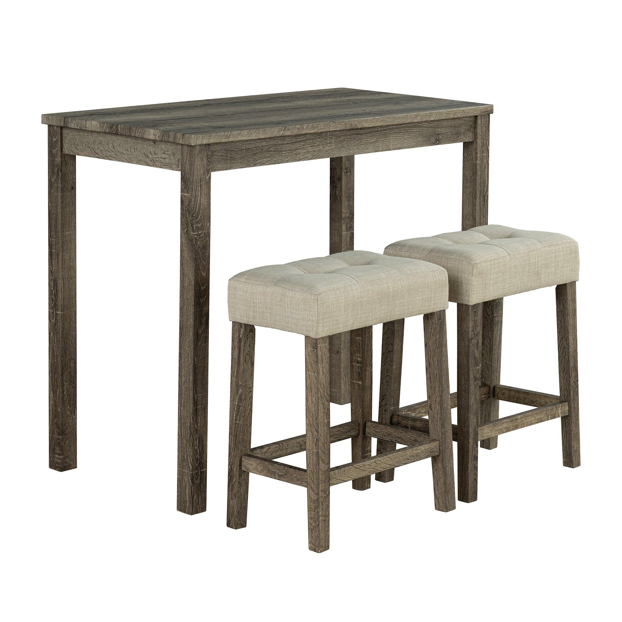 1 Traditional Breakfast Dining Table Set with 2 Stools - Compact Kitchen Table for Small Spaces, Apartments & Studios - Perfect for Morning Coffee, Casual Meals & Small Dining Areas