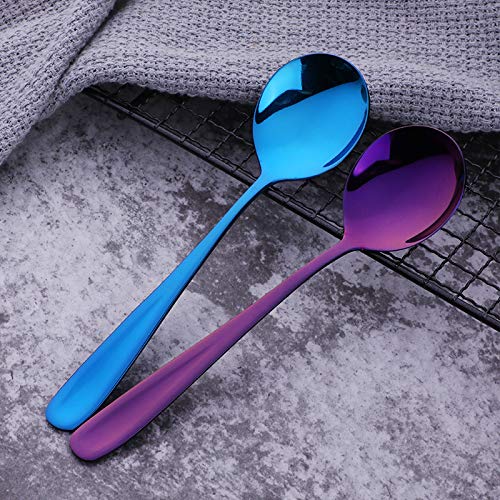 Premium 7-Inch Stainless Steel Bouillon Soup Spoons Set - Round Dinner Spoons for Elegant Dining, Perfect for Restaurants, Catering & Home Use