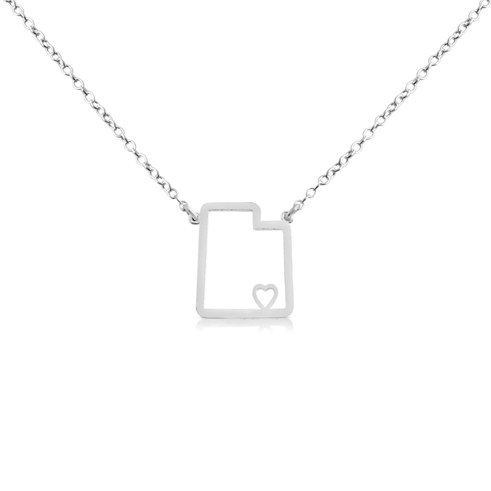 Belcho USA 925 Sterling Silver Small Utah State Necklace - 