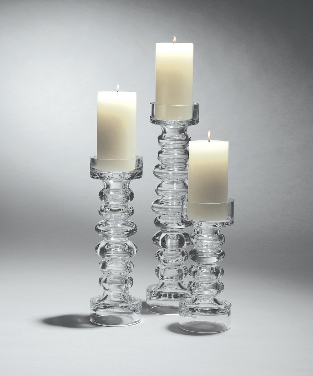 Global Views 1522 Large Ribbed Glass Candle Holder and Vase - Elegant Decorative Centerpiece for Home, Office, Wedding & Events - Perfect for Table Decor, Gift Giving, and Special Occasions