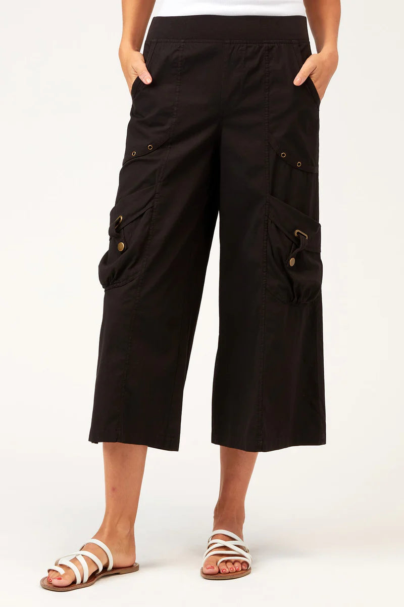 Faulkner Wide Leg Crop Pants - Black High Waist Casual Trousers for Women | Perfect for Office, Travel & Everyday Wear