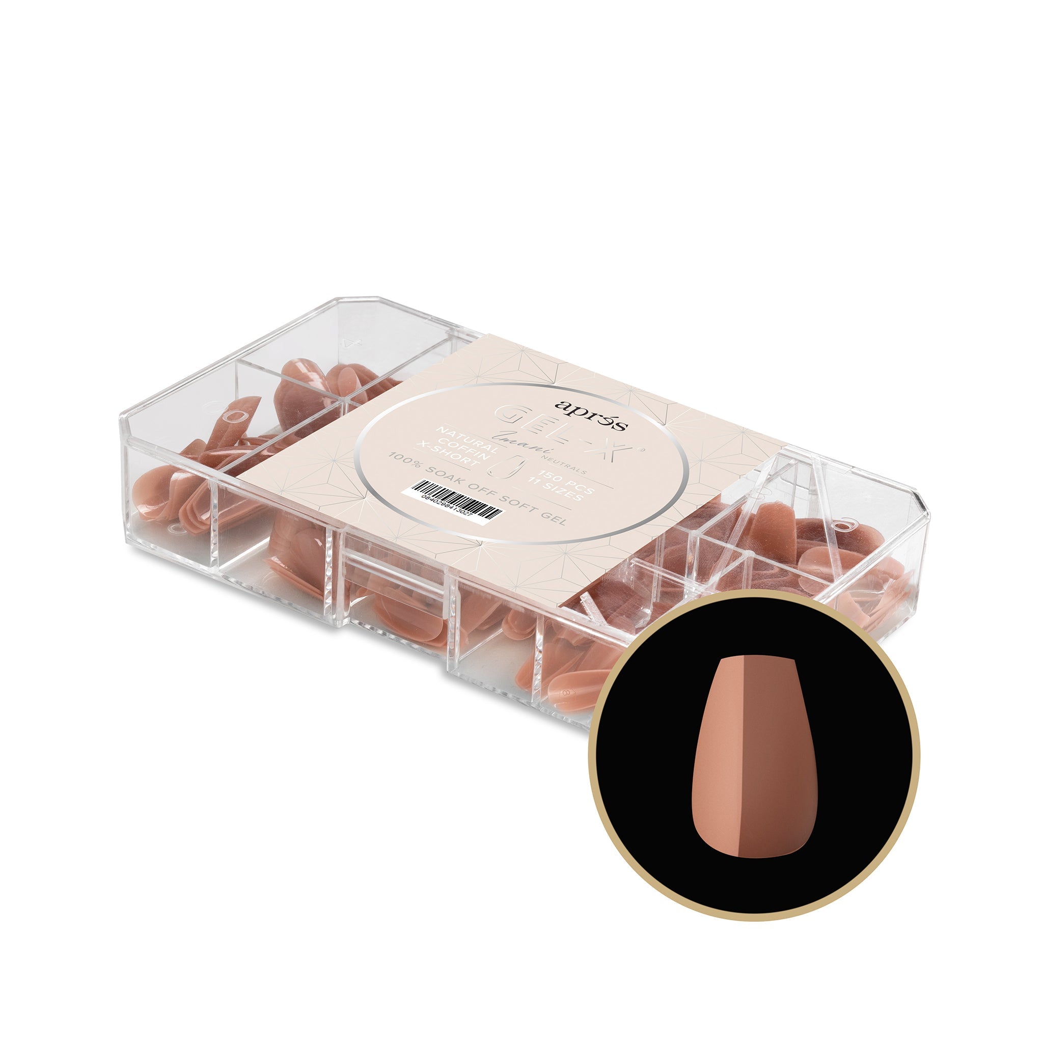 Apres Gel X Tips 2.0 - Imani Natural Coffin Extra Short (150 Pcs) | Professional Nail Extension Kit for Salon & Home Manicure | Perfect for Wedding, Party & Special Occasions