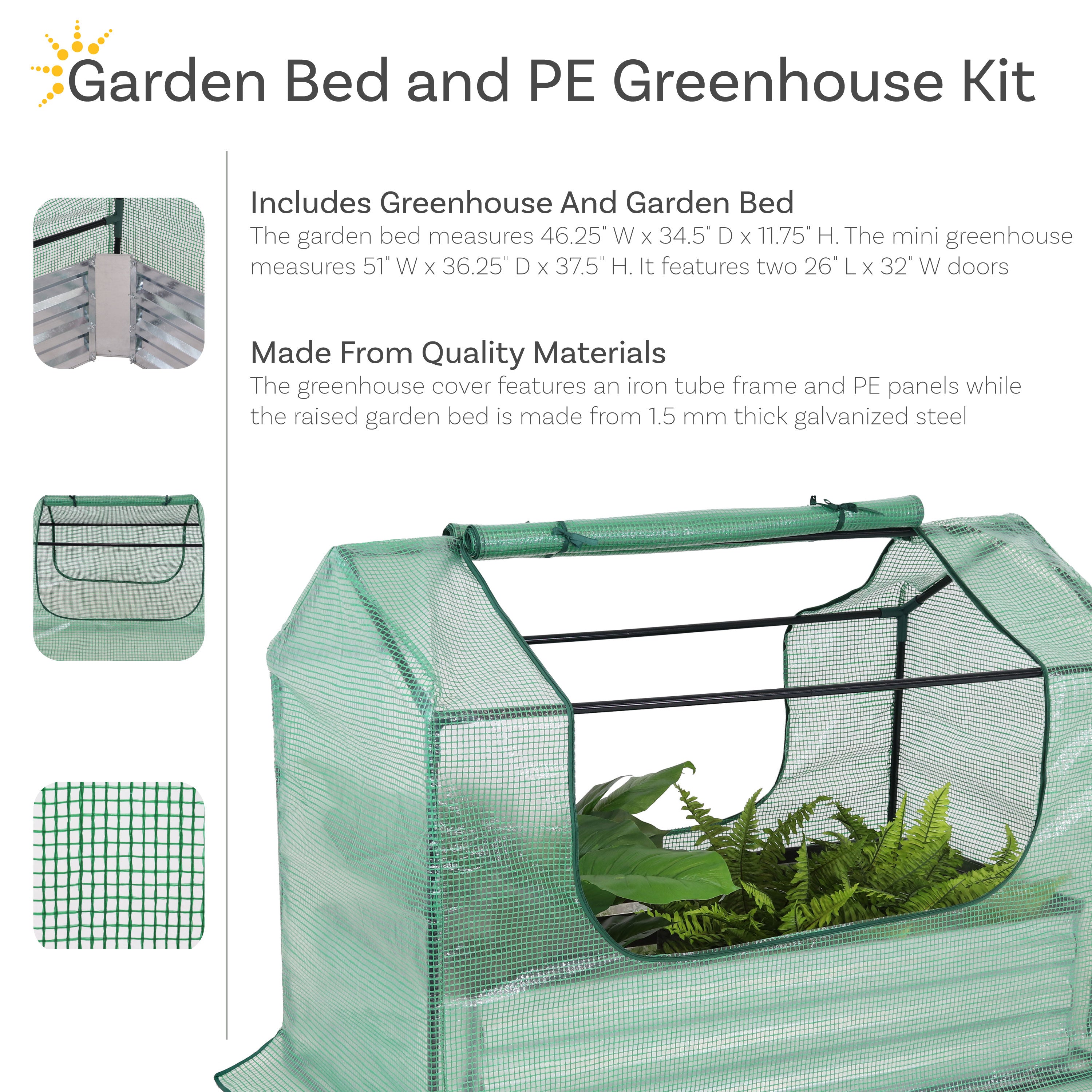Sunnydaze 4x8ft Steel Raised Garden Bed with Mini Greenhouse Kit - Durable Outdoor Gardening System for Vegetables, Herbs & Flowers - Perfect for Backyard, Patio & Urban Gardening