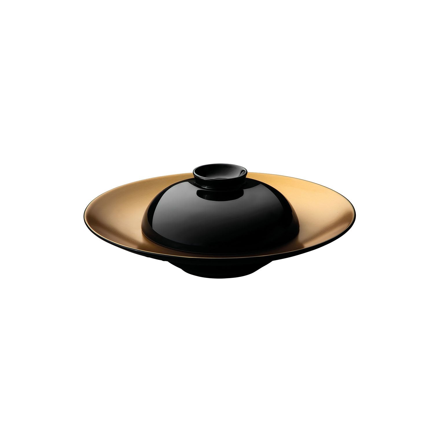 BergHOFF GEM Porcelain 2-Piece Deep Presentation Plate & Bowl Set - Round Black & Gold Design for Elegant Dining & Entertaining